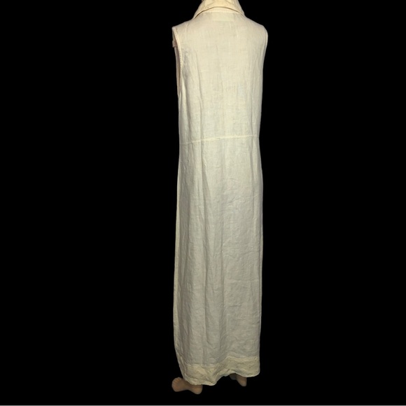 AlyWear 100% Linen Yellow Maxi Bohemian Sleeveless Dress, Size Small - Picture 13 of 16